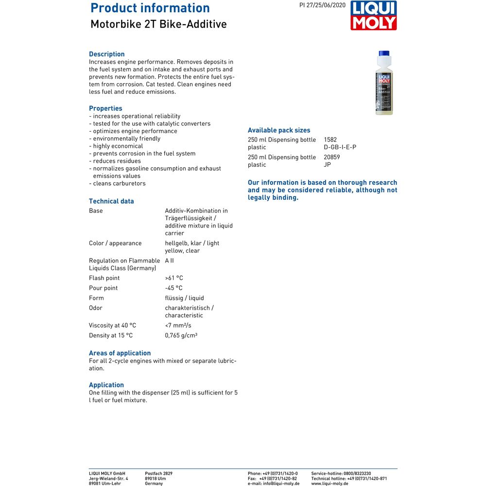 Liqui Moly 2T Bike Additive FREE 1 YEAR Returns, FREE UK Delivery | ThrottleChimp