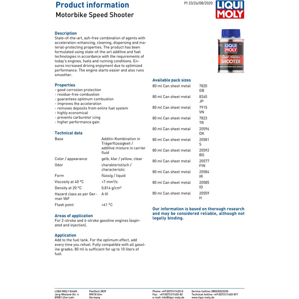 Liqui Moly Tray Of Speed Shooters - Pack Of 24 FREE 1 YEAR Returns, FREE UK Delivery | ThrottleChimp