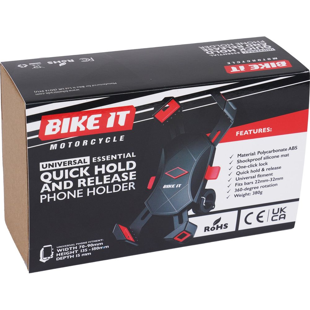 Bike It Universal Essential Quick Hold And Release Phone Holder FREE 1 YEAR Returns, FREE UK Delivery | ThrottleChimp
