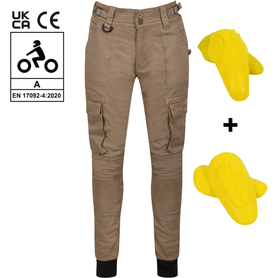 MotoGirl Lara Ladies Cargo Trouser Beige FREE 1 YEAR Returns, FREE UK Delivery | ThrottleChimp