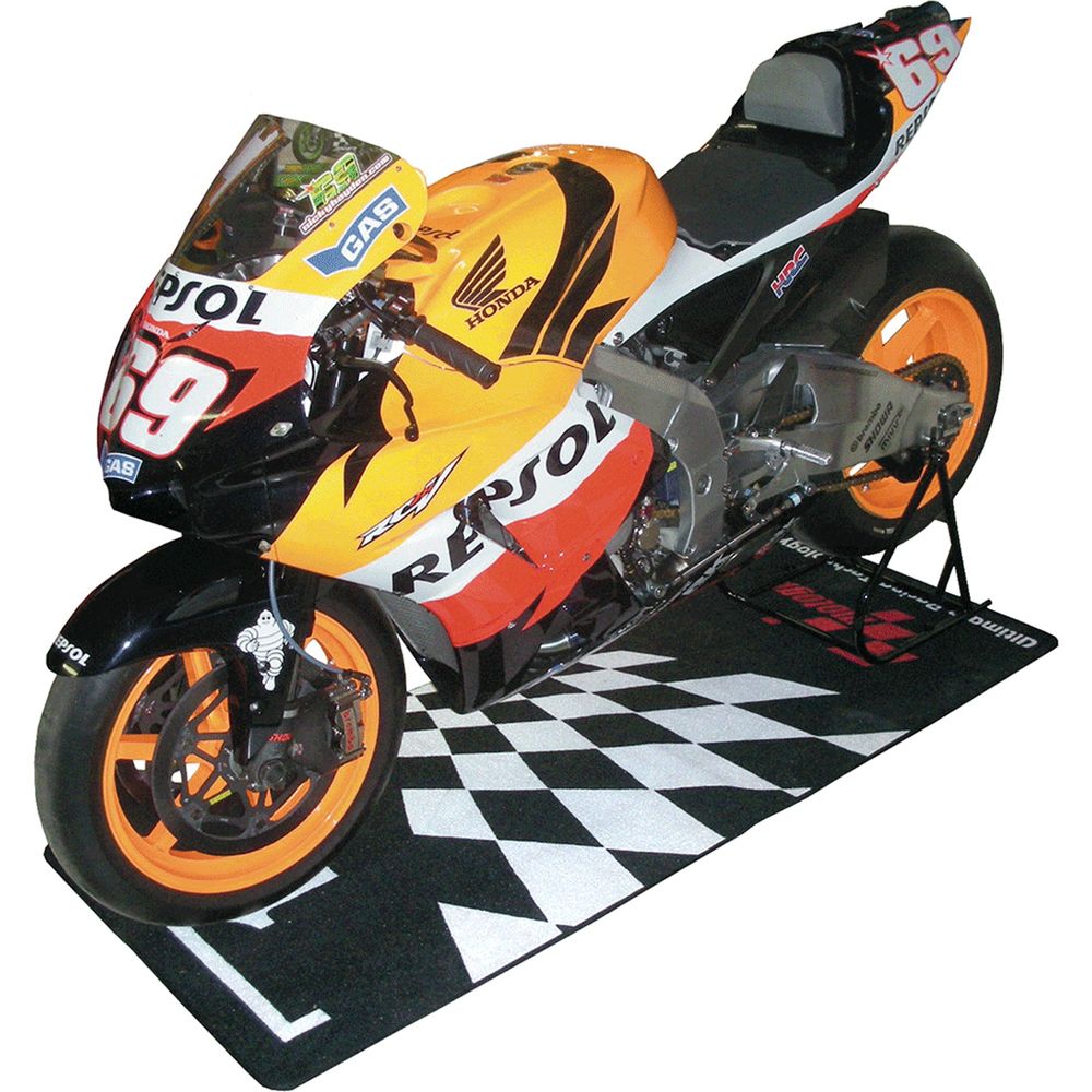 MotoGP Parc Ferme Design Garage Pit Mat Black FREE 1 YEAR Returns, FREE UK Delivery | ThrottleChimp