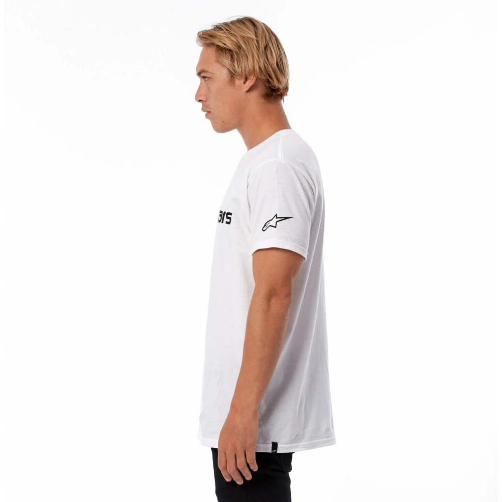 Alpinestars Linear Wordmark Tee White / Black FREE 1 YEAR Returns, FREE UK Delivery | ThrottleChimp