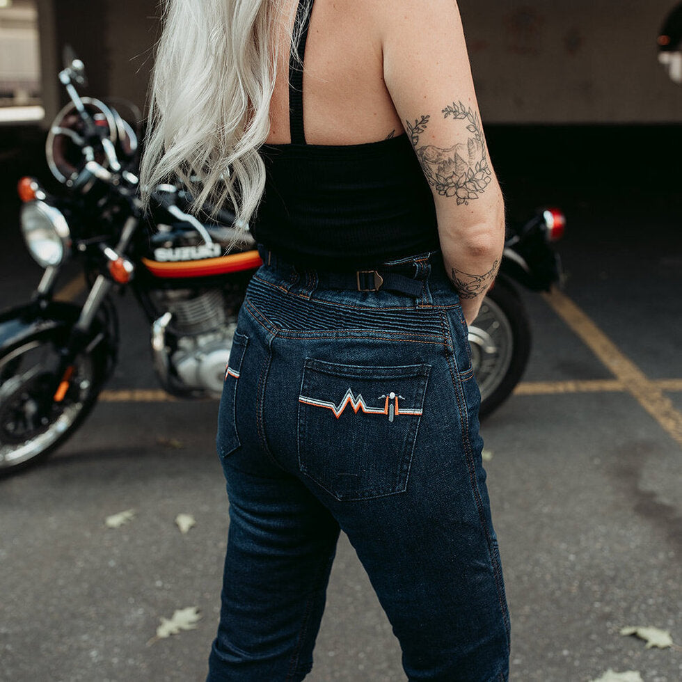 MotoGirl Ellie Ladies Jeans Blue FREE 1 YEAR Returns, FREE UK Delivery | ThrottleChimp