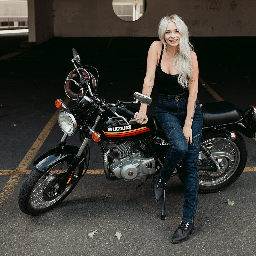 MotoGirl Ellie Ladies Jeans Blue FREE 1 YEAR Returns, FREE UK Delivery | ThrottleChimp