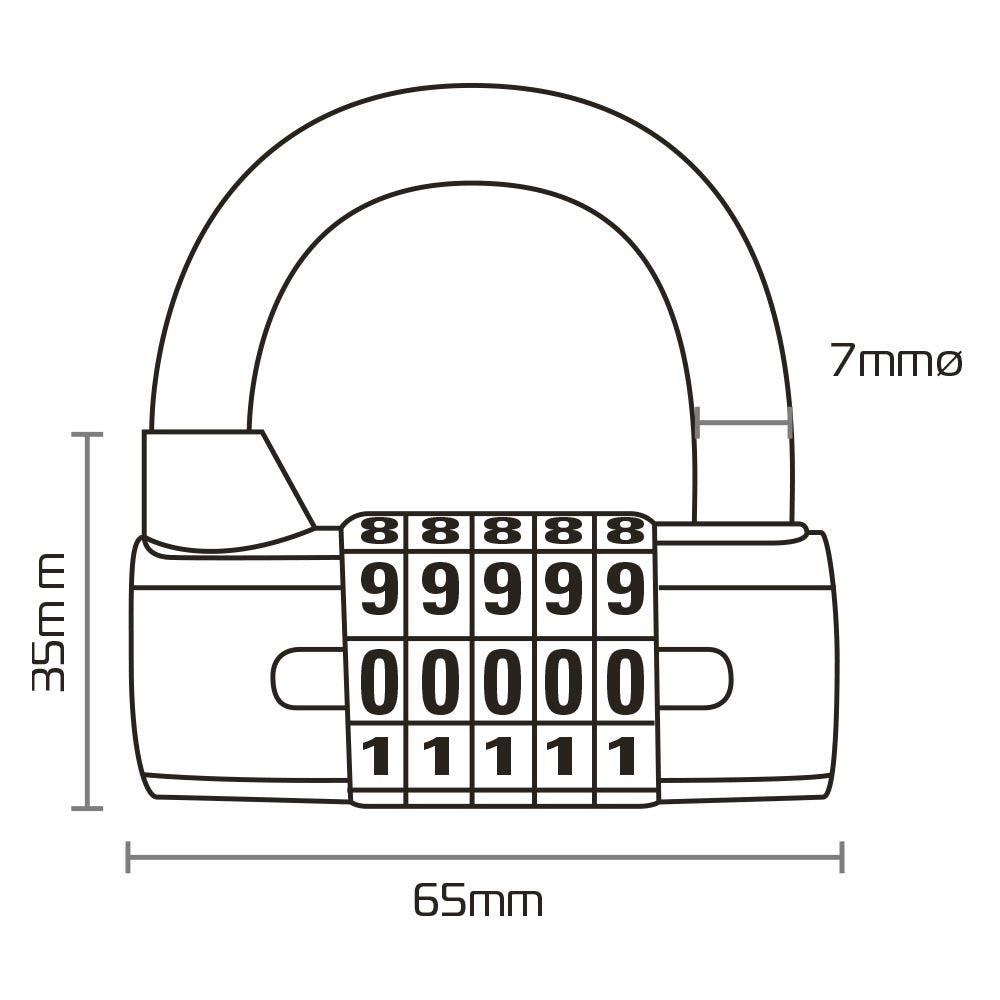 Oxford 5-digit combination Padlock Black