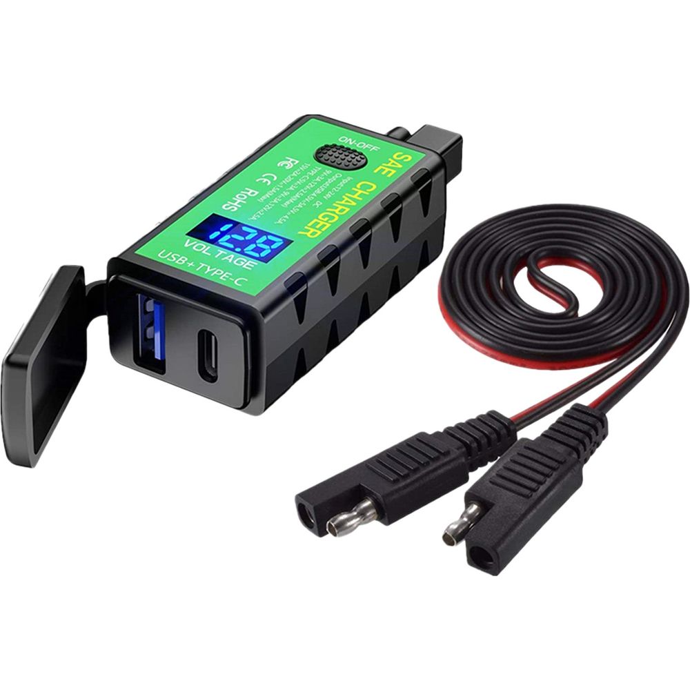 Bike It SAE Power Supply Twin USB QC3.0 & Type-C With On/Off & Voltmeter FREE 1 YEAR Returns, FREE UK Delivery | ThrottleChimp