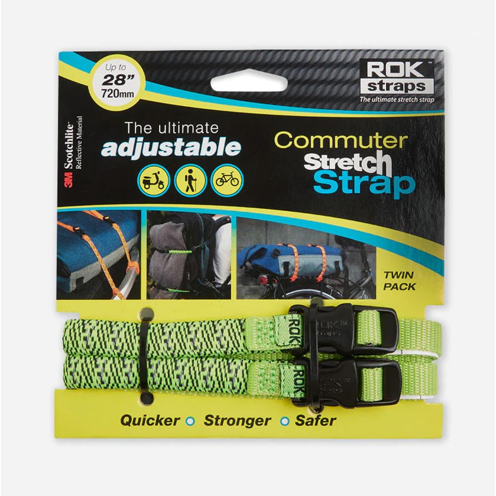 ROK Commuter Adjustable Stretch Strap Green Reflective - Pack Of 2