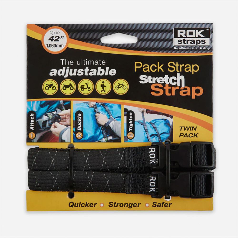 ROK Pack Adjustable Stretch Strap Black Reflective - Pack Of 2