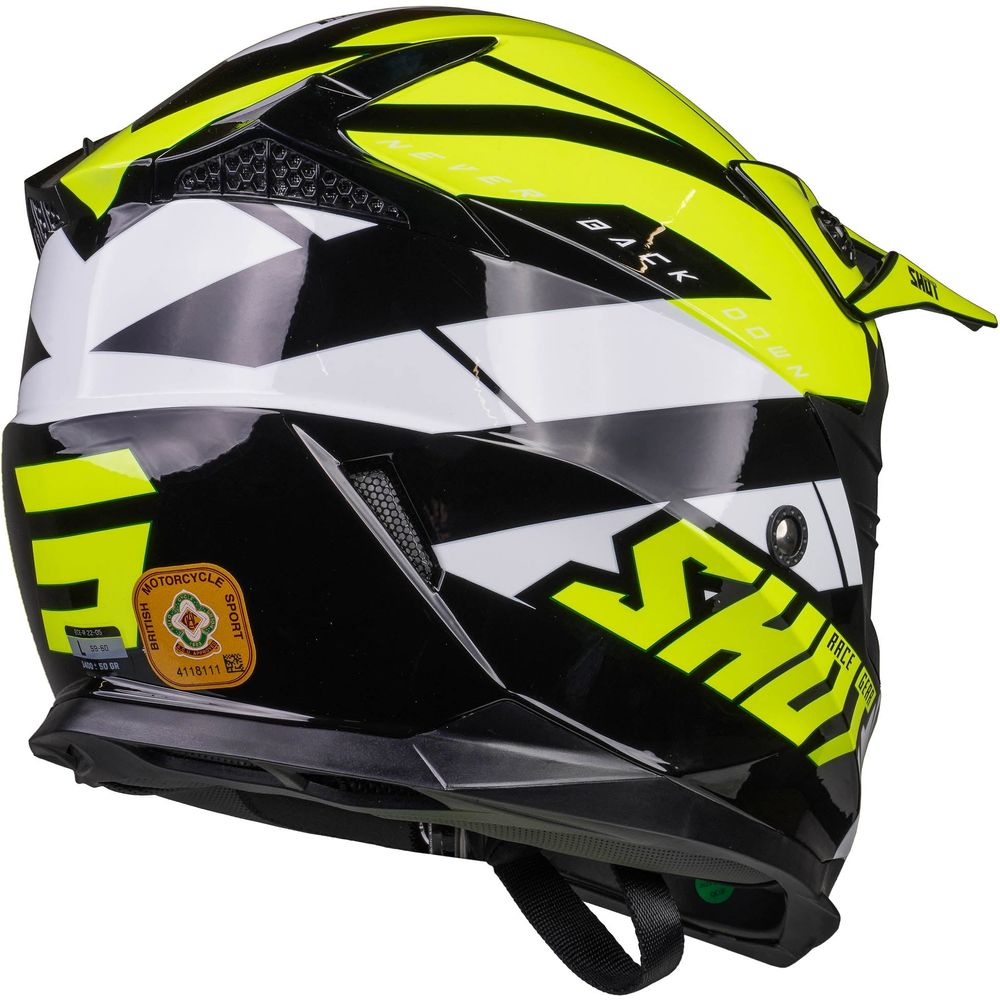 Shot Pulse MX Helmet Revenge Black / Neon Yellow / Glossy White FREE 1 YEAR Returns, FREE UK Delivery | ThrottleChimp