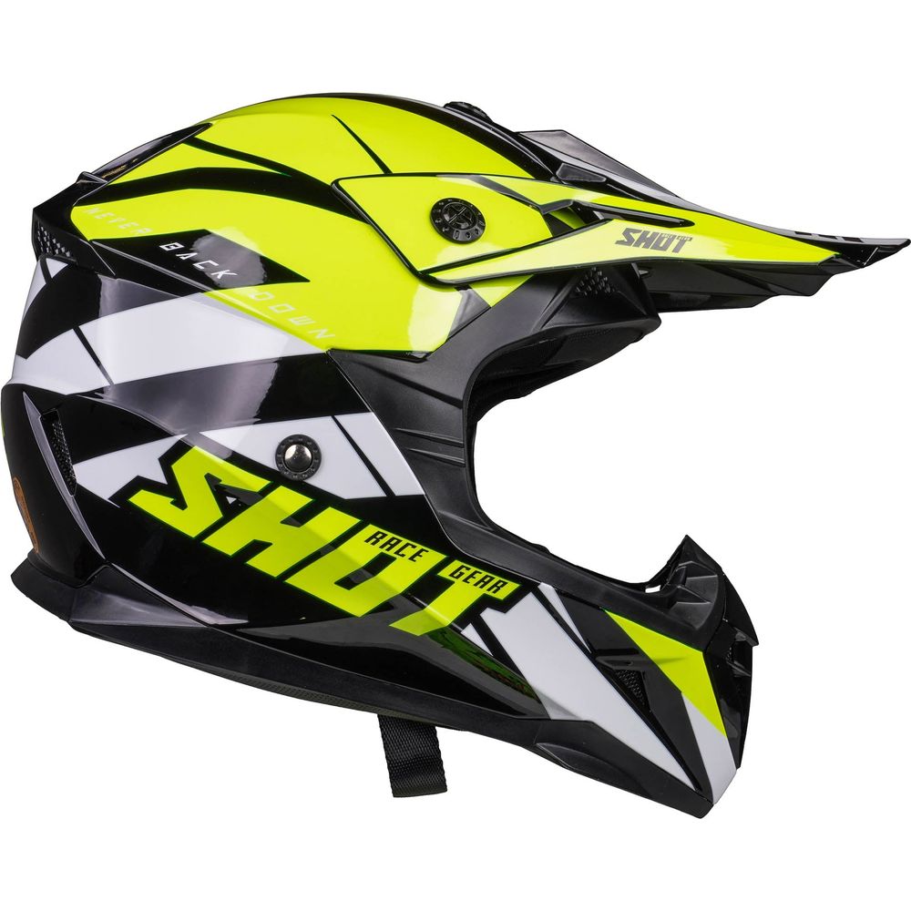 Shot Pulse MX Helmet Revenge Black / Neon Yellow / Glossy White FREE 1 YEAR Returns, FREE UK Delivery | ThrottleChimp