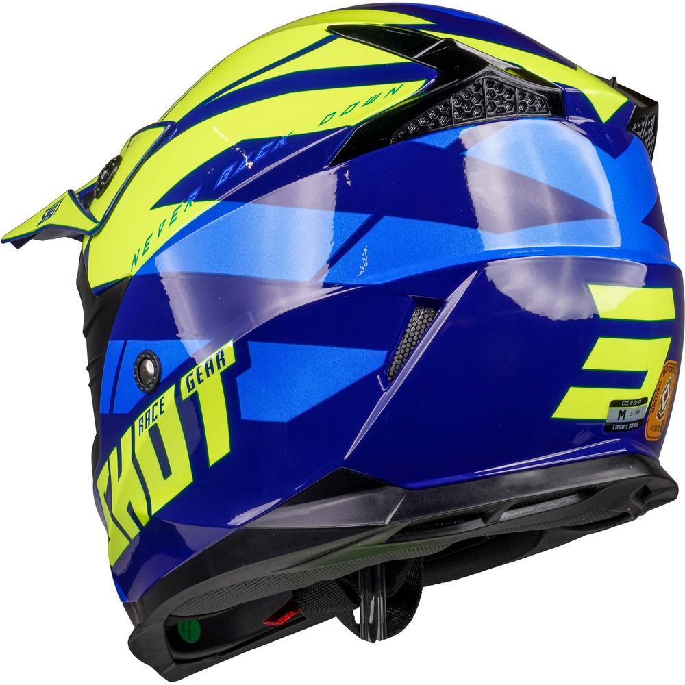 Shot Pulse MX Helmet Revenge Navy / Neon Yellow / Glossy Blue FREE 1 YEAR Returns, FREE UK Delivery | ThrottleChimp