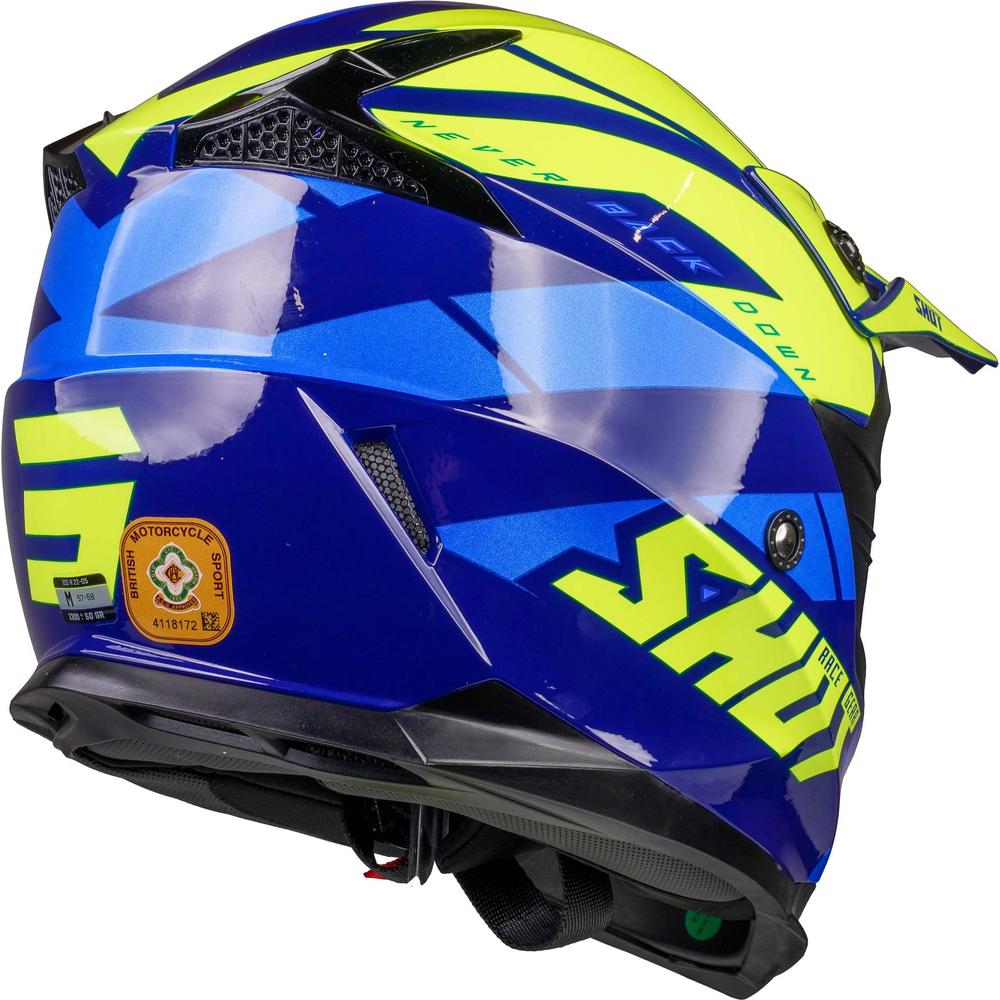 Shot Pulse MX Helmet Revenge Navy / Neon Yellow / Glossy Blue FREE 1 YEAR Returns, FREE UK Delivery | ThrottleChimp