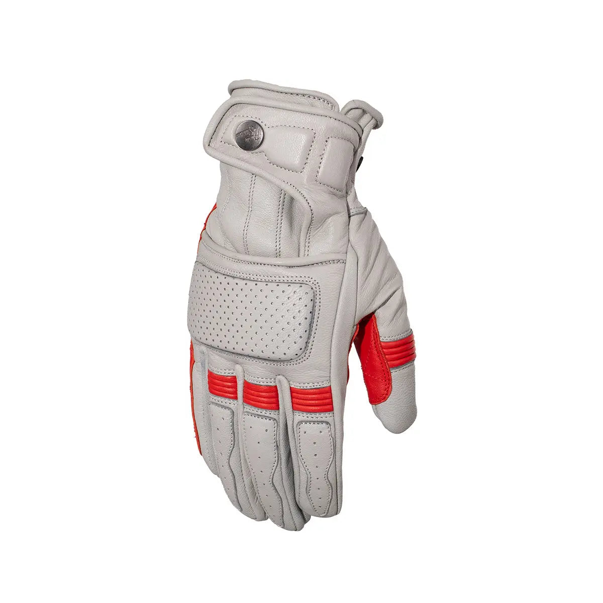 Rusty Stitches Calvin Leather Gloves Light Grey / Red