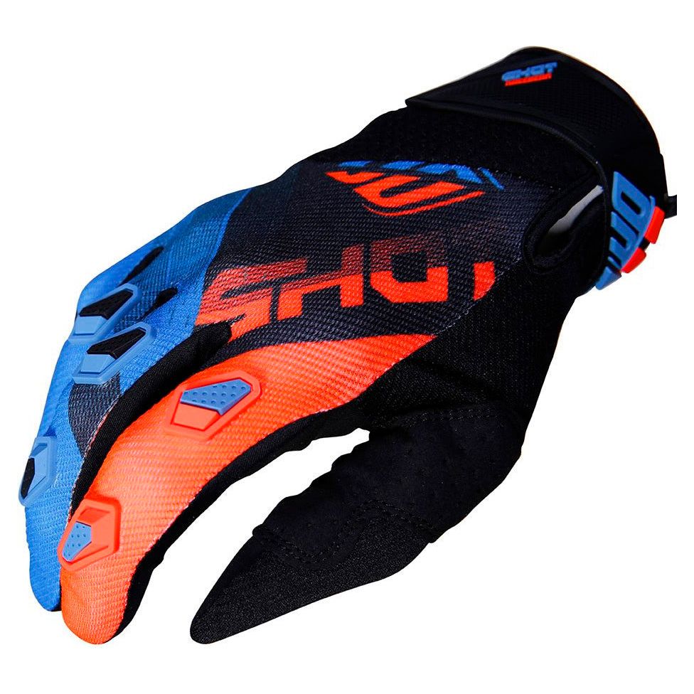Shot Devo Ultimate Gloves Blue / Neon Orange FREE 1 YEAR Returns, FREE UK Delivery | ThrottleChimp
