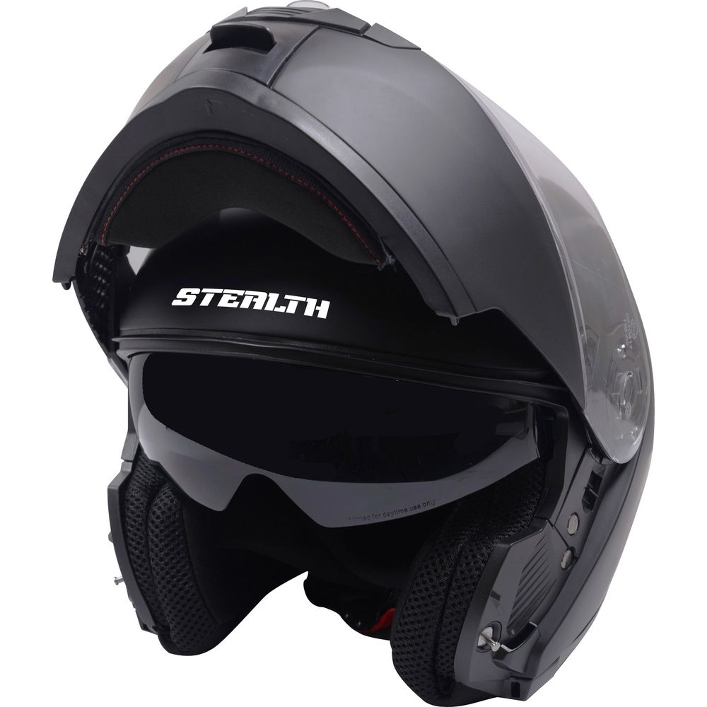 Stealth V159 Flip-Up Helmet Plain Matt Black FREE 1 YEAR Returns, FREE UK Delivery | ThrottleChimp