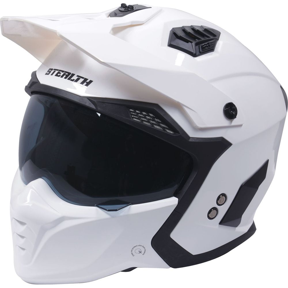 Stealth Fighter Multi Function Convertible Helmet Gloss White FREE 1 YEAR Returns, FREE UK Delivery | ThrottleChimp