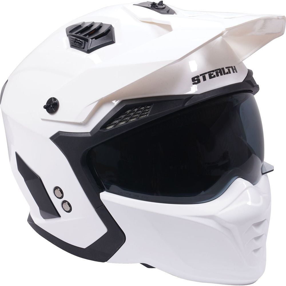 Stealth Fighter Multi Function Convertible Helmet Gloss White FREE 1 YEAR Returns, FREE UK Delivery | ThrottleChimp