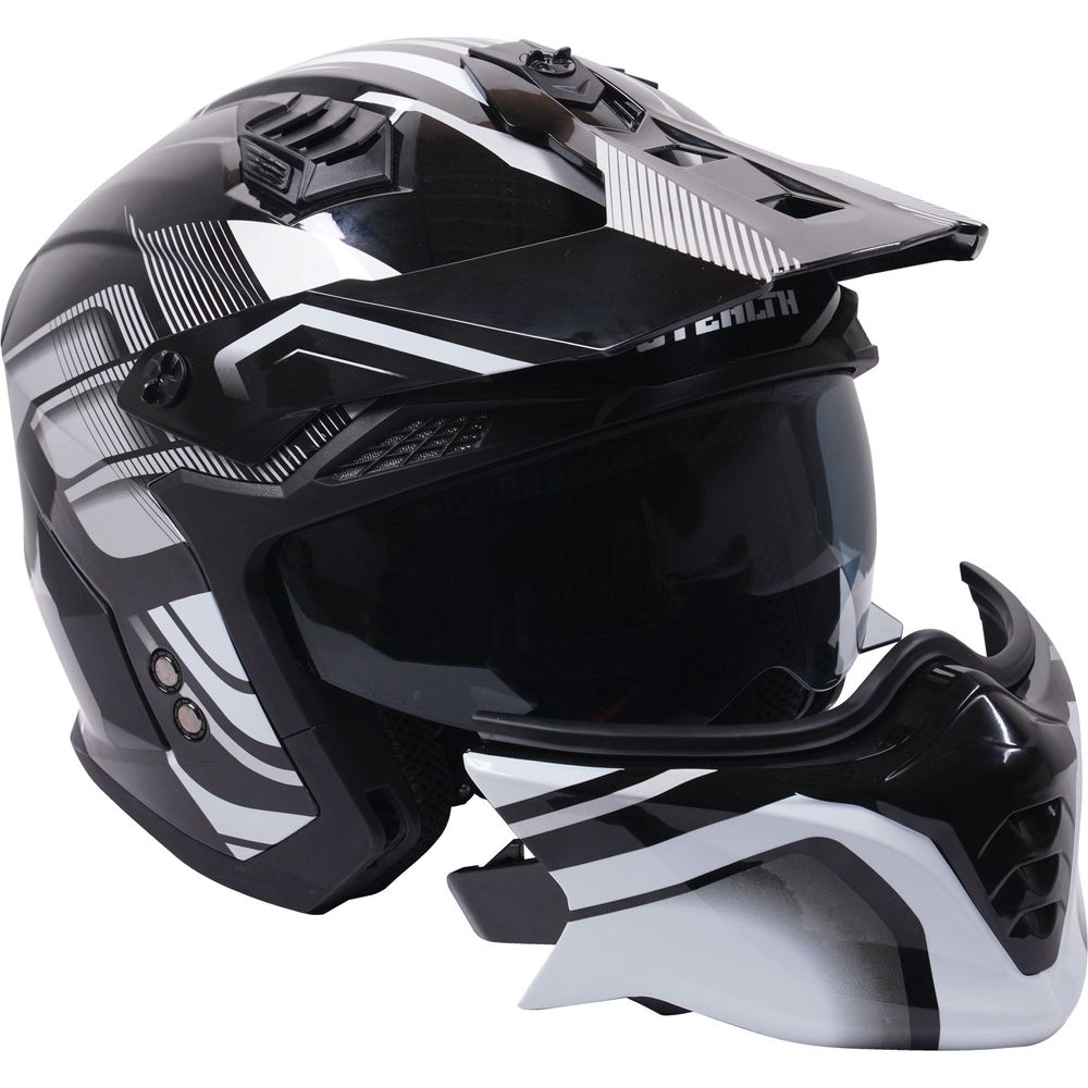 Stealth Fighter Multi Function Convertible Helmet Graphic Orbit Black / Gloss Silver FREE 1 YEAR Returns, FREE UK Delivery | ThrottleChimp