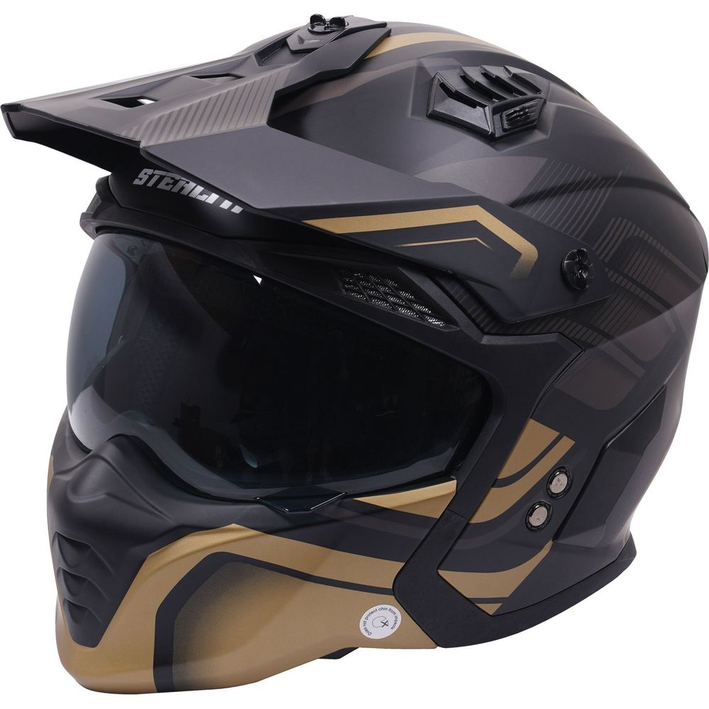 Stealth Fighter Multi Function Convertible Helmet Graphic Orbit Black / Matt Gold FREE 1 YEAR Returns, FREE UK Delivery | ThrottleChimp