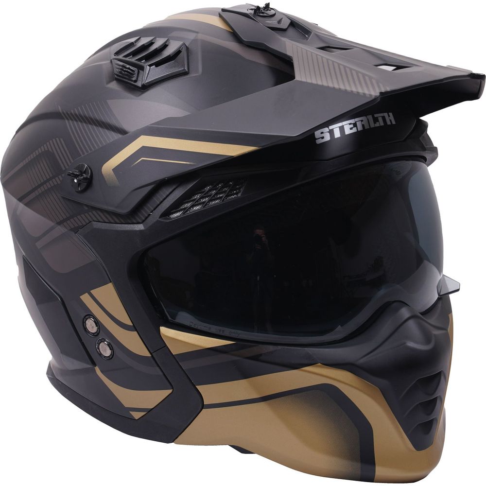 Stealth Fighter Multi Function Convertible Helmet Graphic Orbit Black / Matt Gold FREE 1 YEAR Returns, FREE UK Delivery | ThrottleChimp
