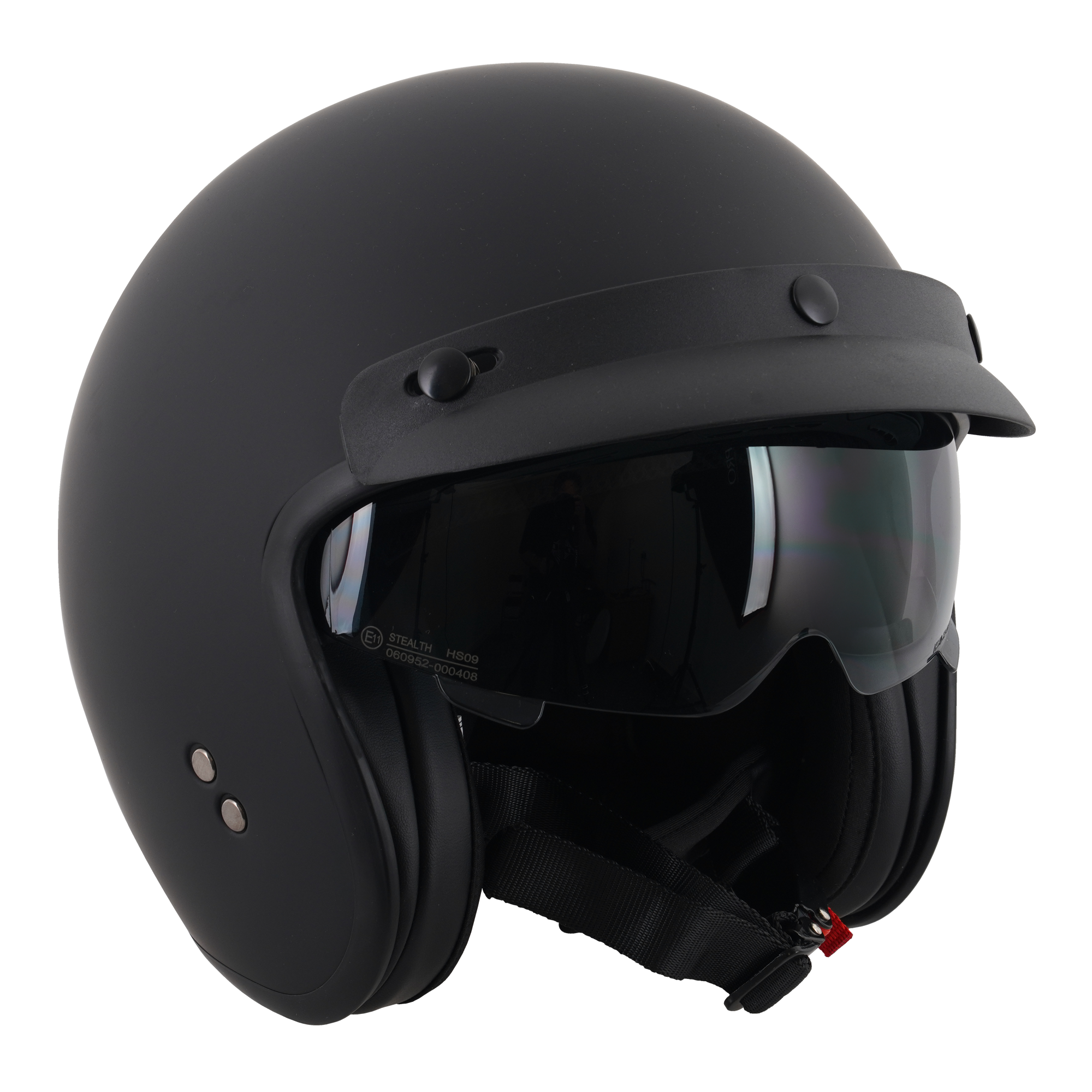 Stealth HS391 Open Face Helmet With Peak Matt Black FREE 1 YEAR Returns, FREE UK Delivery | ThrottleChimp