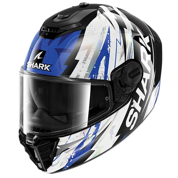Shark Spartan RS Full Face Helmet Hibolt Black / Blue / White FREE 1 YEAR Returns, FREE UK Delivery | ThrottleChimp
