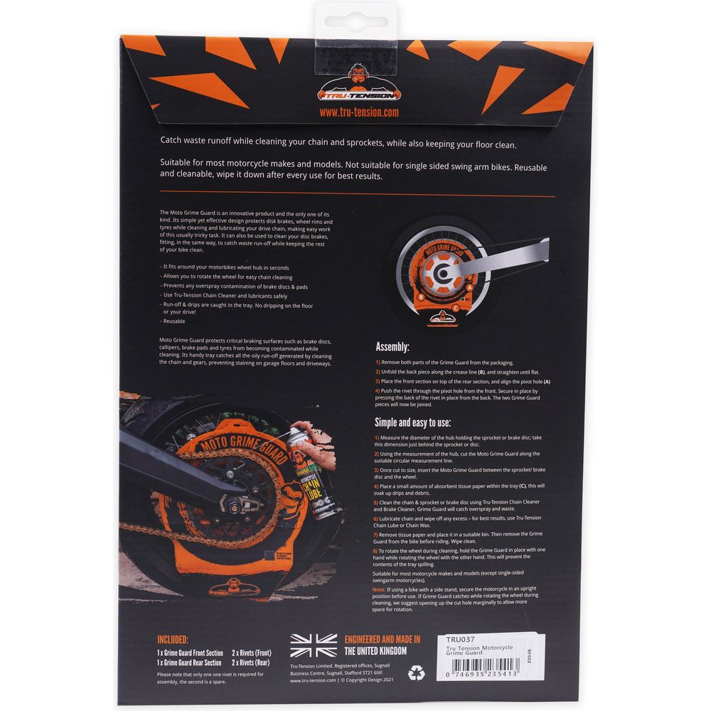Tru-Tension Motorcycle Grime Guard Orange FREE 1 YEAR Returns, FREE UK Delivery | ThrottleChimp