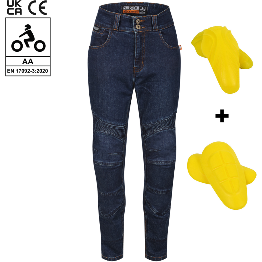 MotoGirl Ellie Ladies Jeans Blue FREE 1 YEAR Returns, FREE UK Delivery | ThrottleChimp