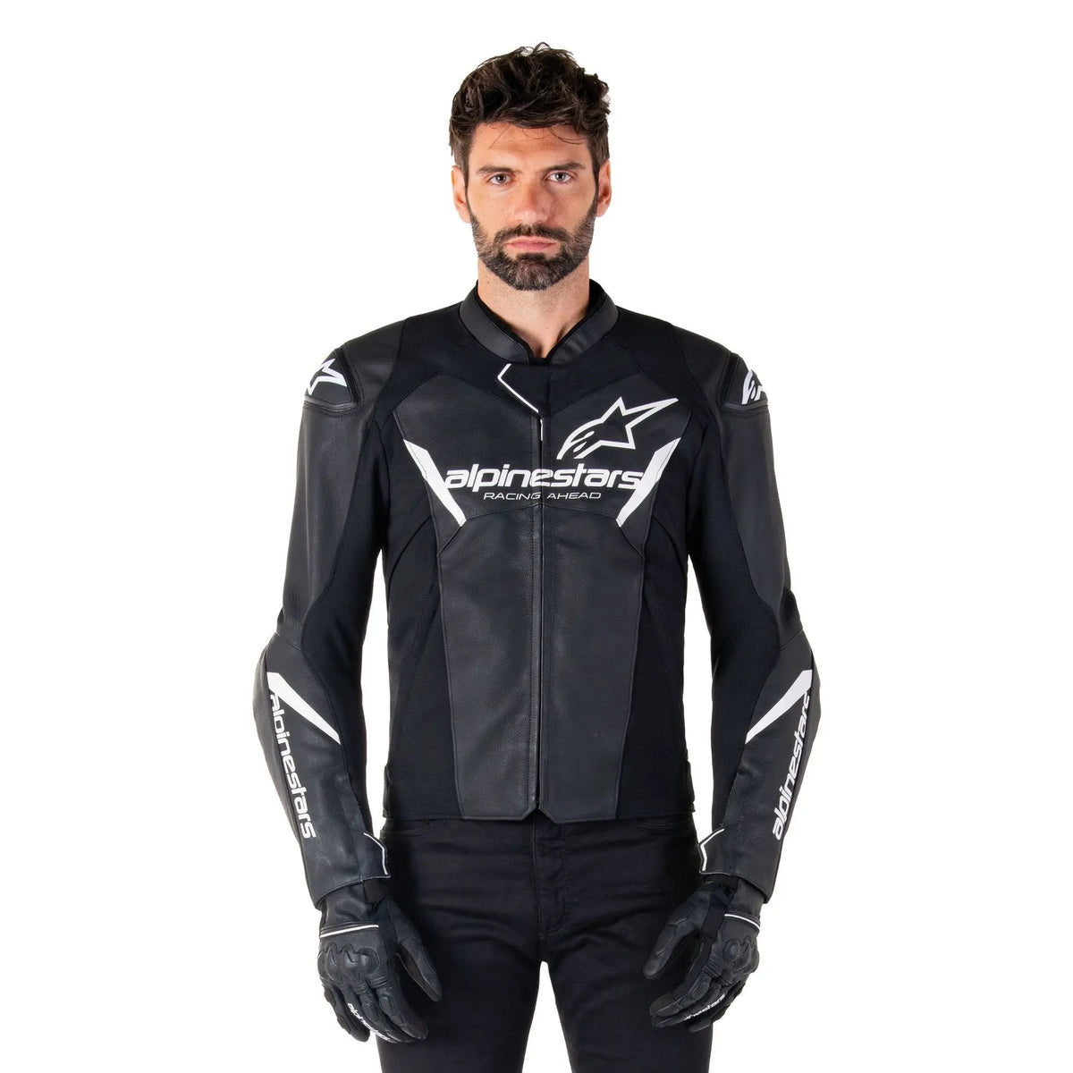 Alpinestars Faster V3 Leather Jacket Black / White