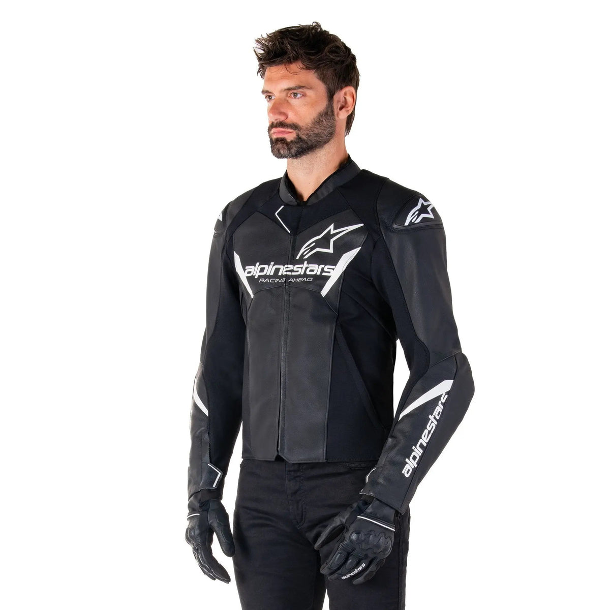 Alpinestars Faster V3 Leather Jacket Black / White