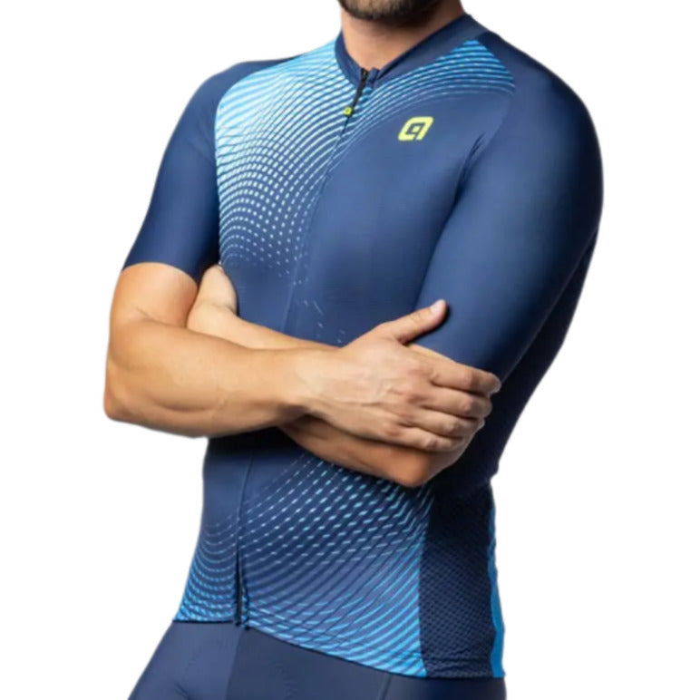Ale Clothing Optical Pragma Short Sleeves Cycle Jersey Blue - FREE 1 YEAR Returns, FREE UK Shipping | ThrottleChimp