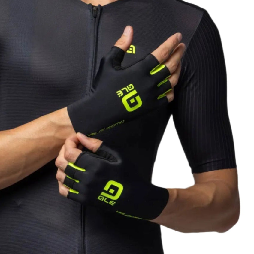 Ale Clothing Velocissimo Summer Cycle Mitts Black / Fluo - FREE 1 YEAR Returns, FREE UK Shipping | ThrottleChimp