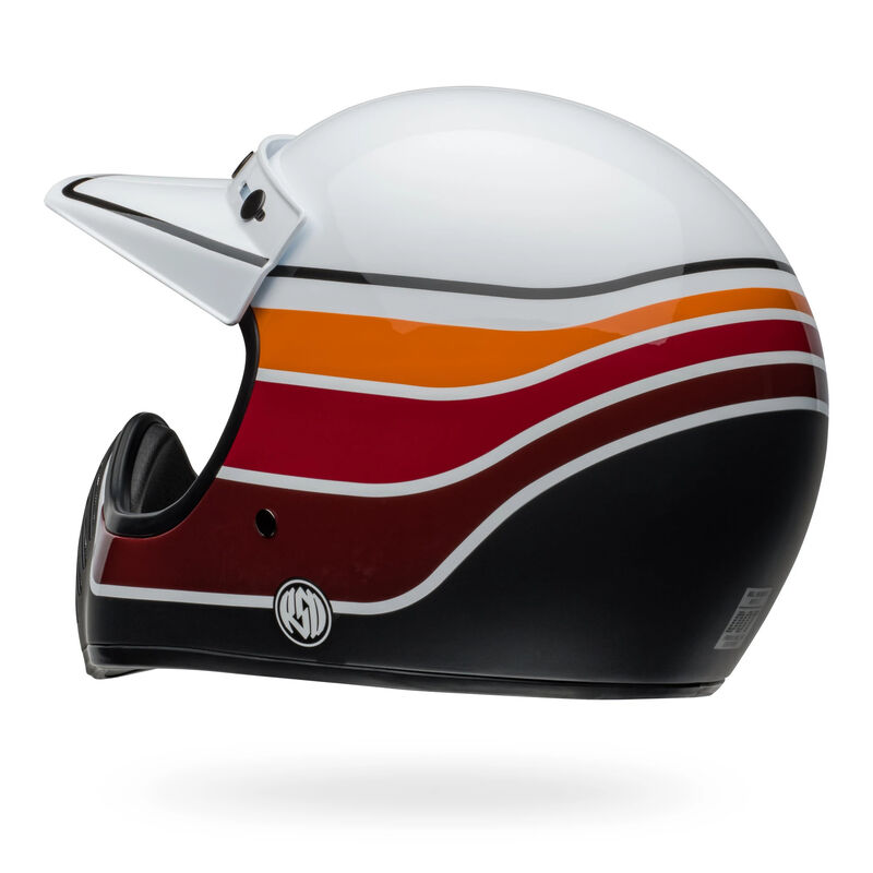 Bell Moto-3 RSD Saddleback ECE 22.06 Full Face Helmet Satin Gloss White / Black FREE 1 YEAR Returns, FREE UK Delivery | ThrottleChimp