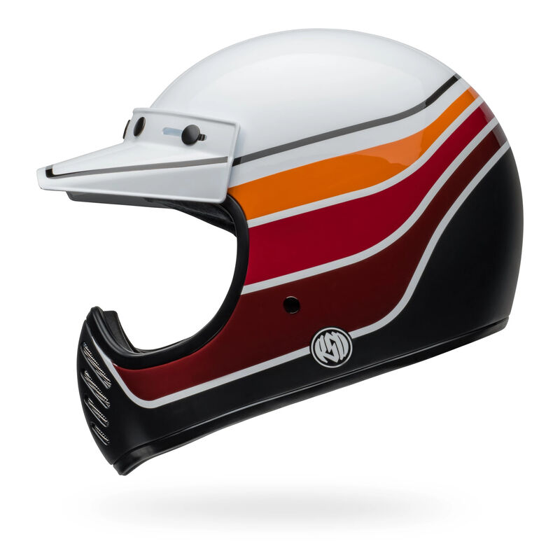 Bell Moto-3 RSD Saddleback ECE 22.06 Full Face Helmet Satin Gloss White / Black FREE 1 YEAR Returns, FREE UK Delivery | ThrottleChimp