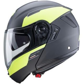 Caberg Levo Prospect Flip-Up Helmet Matt Black / Yellow FREE 1 YEAR Returns, FREE UK Delivery | ThrottleChimp
