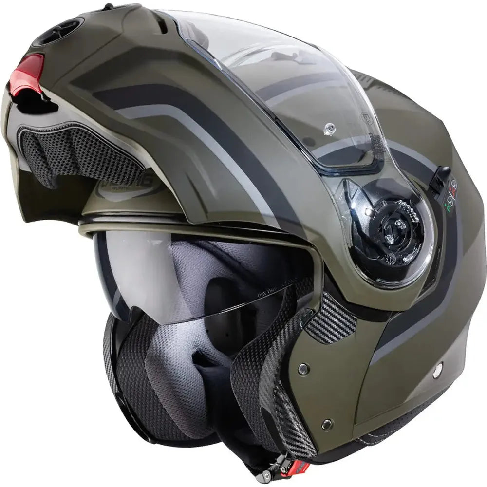 Caberg Droid Pure Flip-Up Helmet Matt Green / Black / Anthracite FREE 1 YEAR Returns, FREE UK Delivery | ThrottleChimp