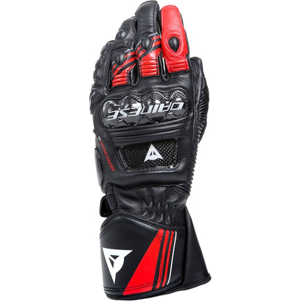 Dainese Druid 4 Leather Gloves Black / Lava Red / White