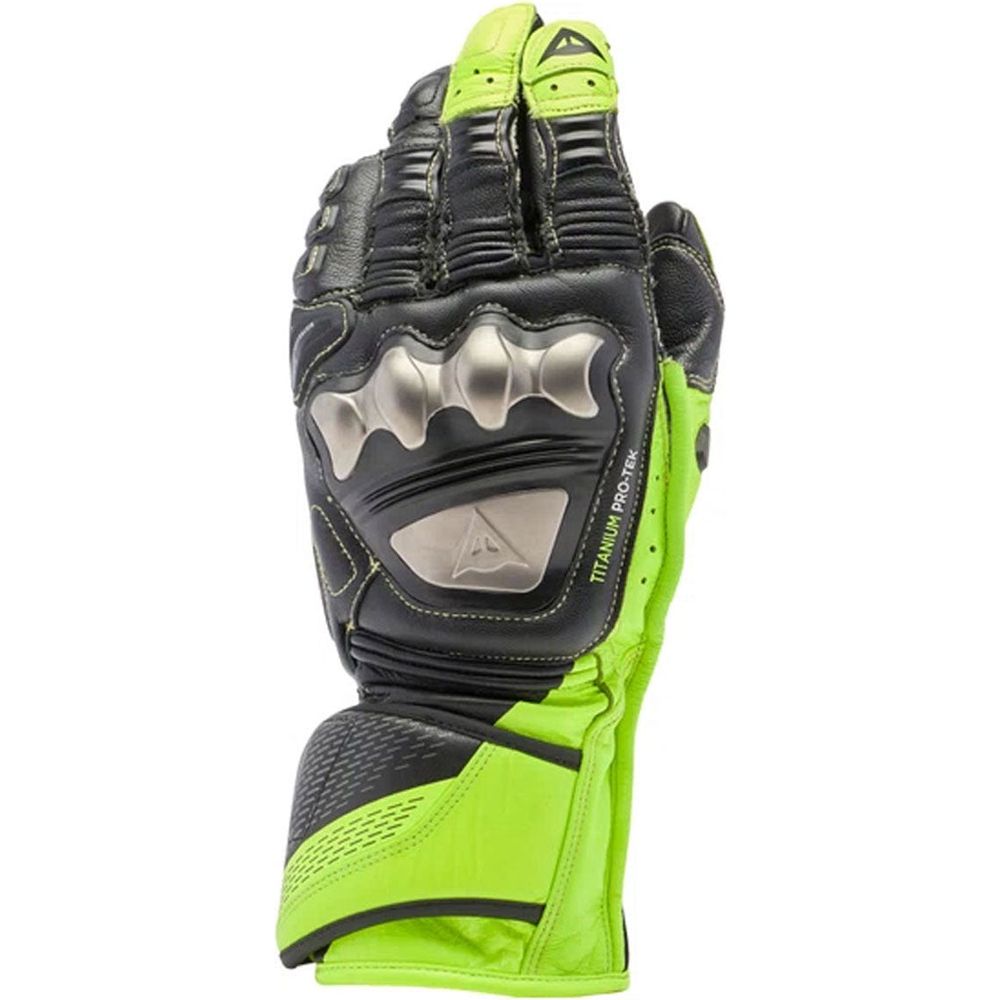 Dainese Full Metal 7 Leather Gloves Black / Fluo Yellow FREE 1 YEAR Returns, FREE UK Delivery | ThrottleChimp