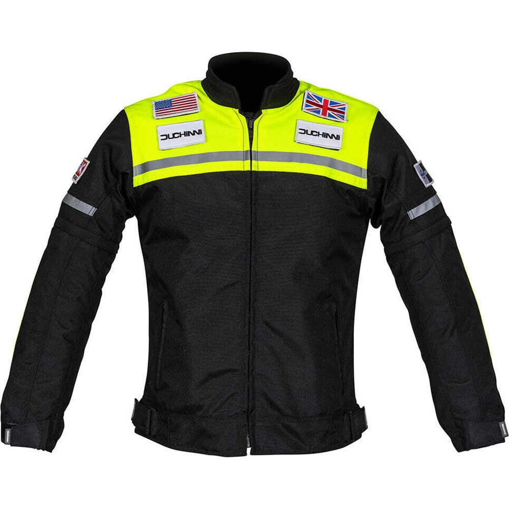 Duchinni Grid Kids Textile Jacket Black / Neon FREE 1 YEAR Returns, FREE UK Delivery | ThrottleChimp