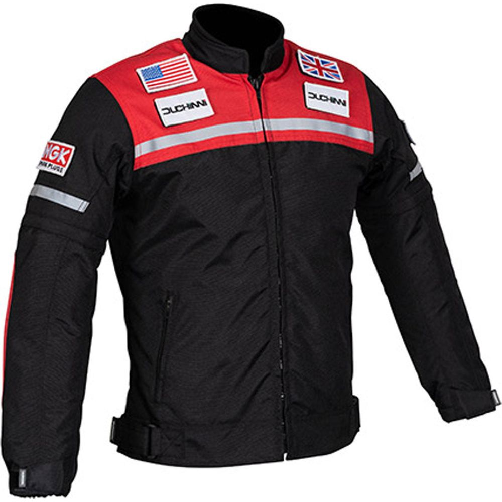 Duchinni Grid Kids Textile Jacket Black / Red FREE 1 YEAR Returns, FREE UK Delivery | ThrottleChimp