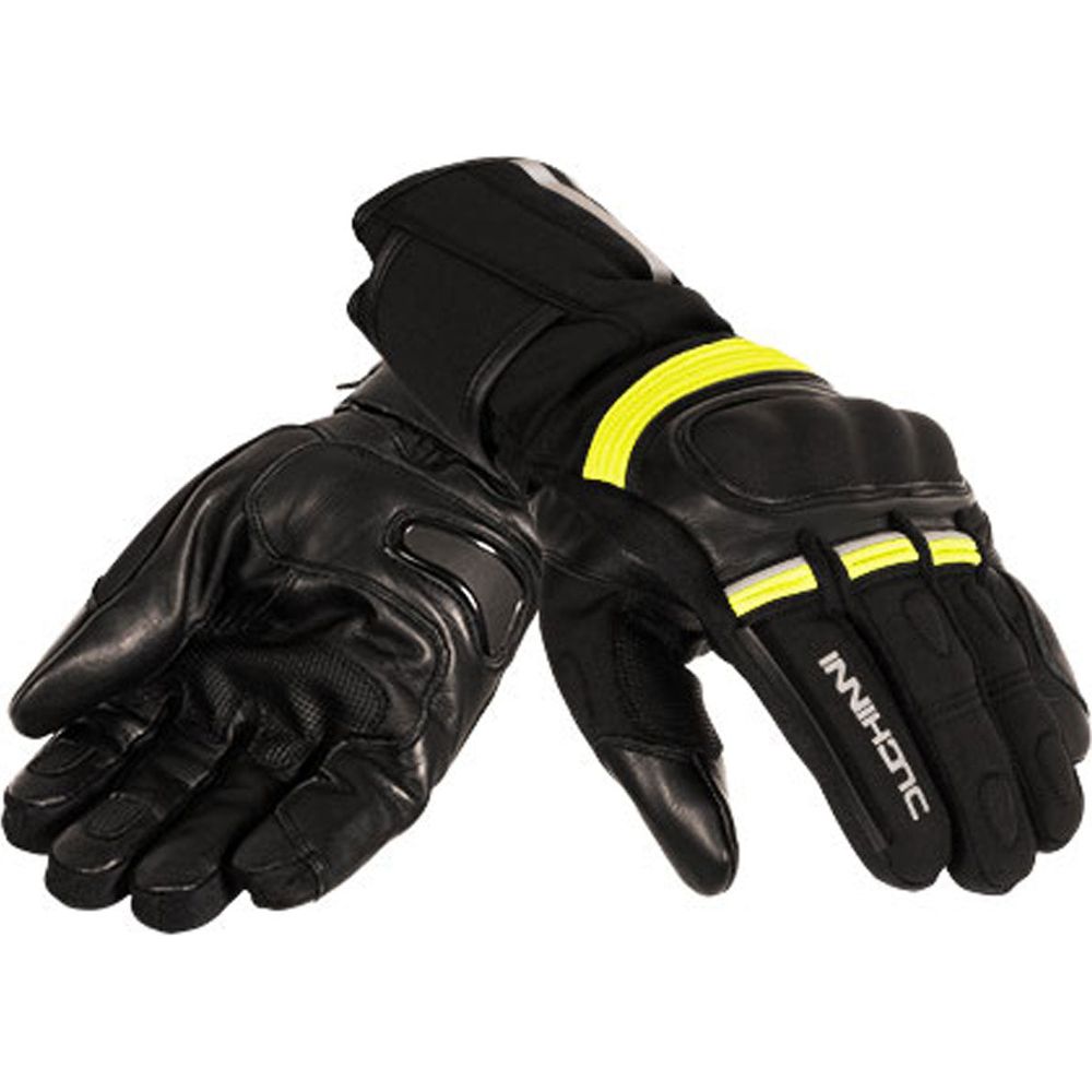 Duchinni Yukon 2.0 Leather / Textile Gloves Black / Neon FREE 1 YEAR Returns, FREE UK Delivery | ThrottleChimp