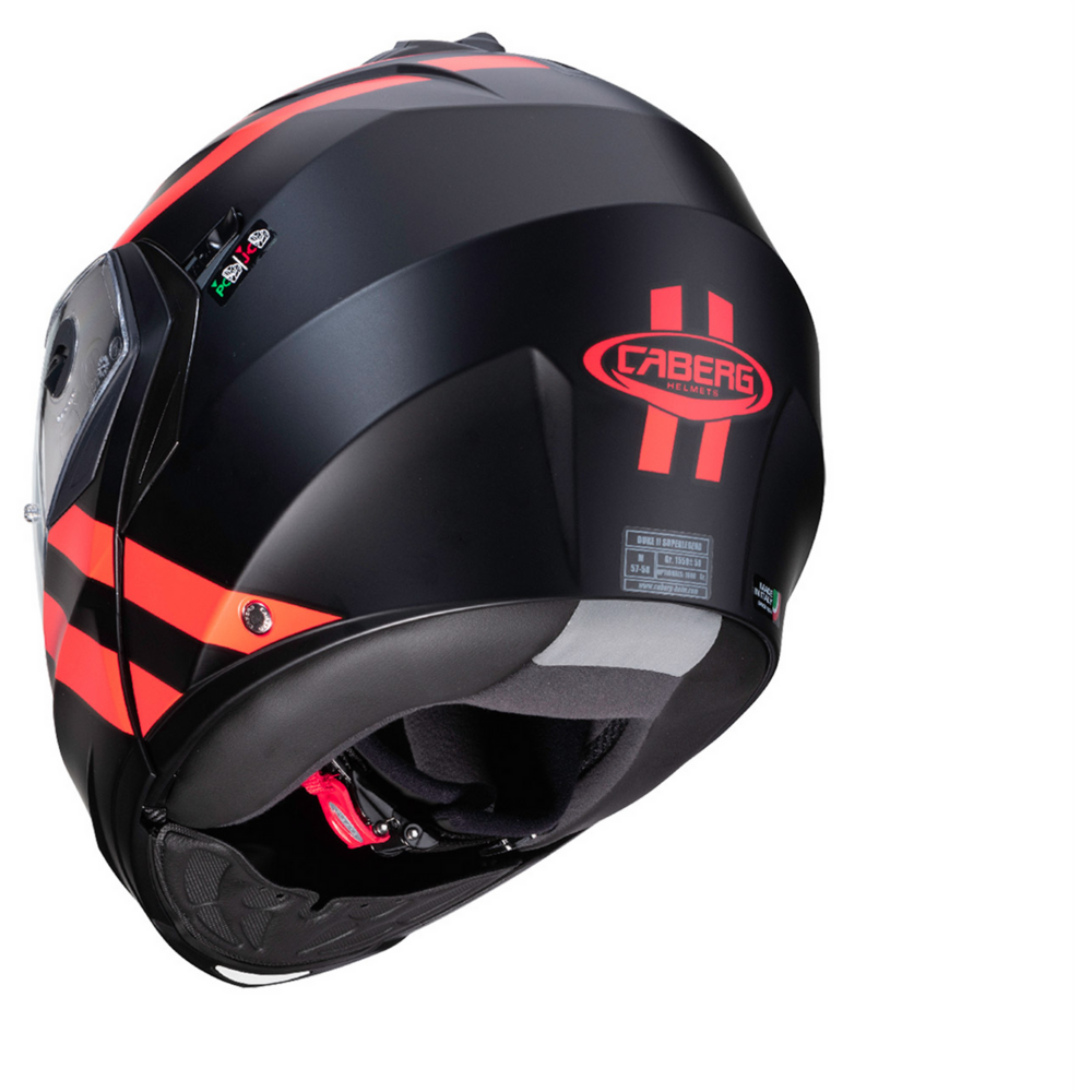 Caberg Duke 2 Super Legend Flip-Up Helmet Matt Black / Fluo Red FREE 1 YEAR Returns, FREE UK Delivery | ThrottleChimp