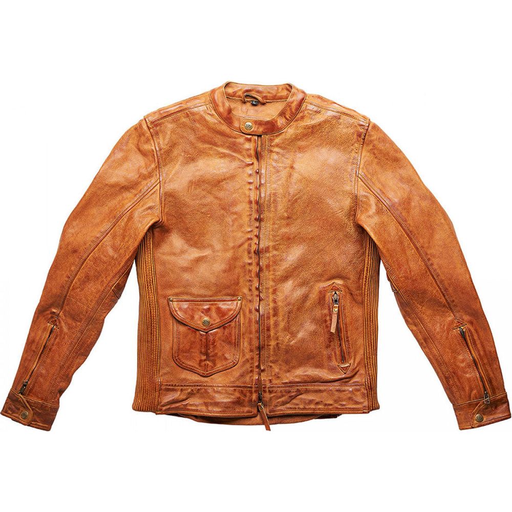 Fuel Bourbon Leather Jacket Tan FREE 1 YEAR Returns, FREE UK Delivery | ThrottleChimp