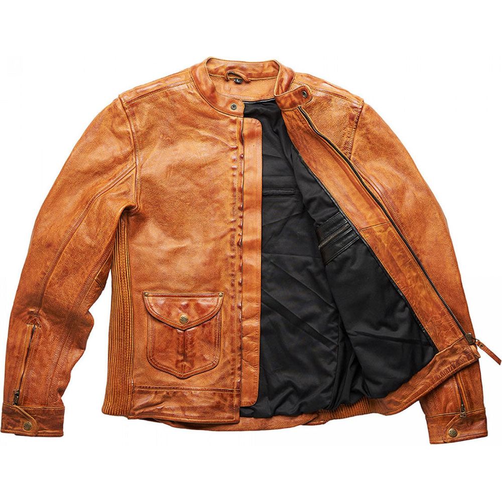 Fuel Bourbon Leather Jacket Tan FREE 1 YEAR Returns, FREE UK Delivery | ThrottleChimp