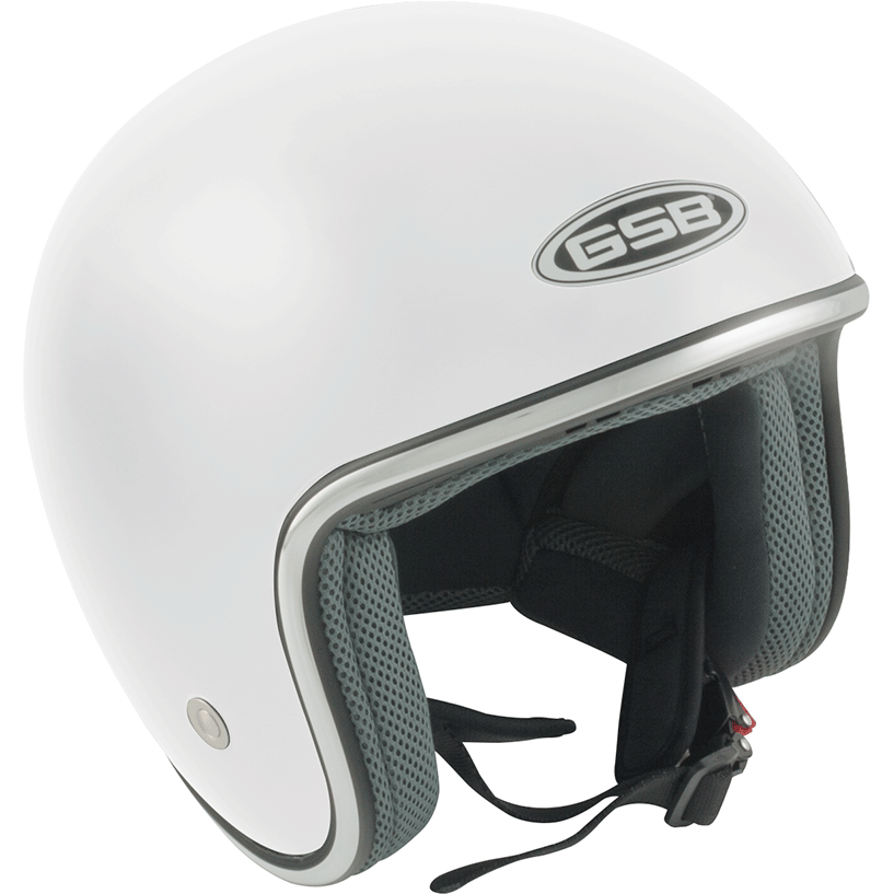 GSB G-234 Open Face Helmet Gloss Plain White FREE 1 YEAR Returns, FREE UK Delivery | ThrottleChimp