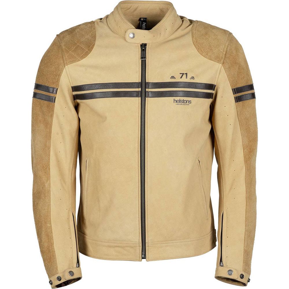Helstons Chevy Air Perforated Buffalo Leather Jacket Sand FREE 1 YEAR Returns, FREE UK Delivery | ThrottleChimp
