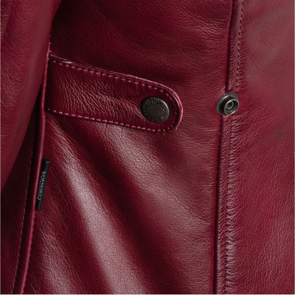 Helstons Chica Ladies Buffalo Leather Jacket Bordeaux / Grey FREE 1 YEAR Returns, FREE UK Delivery | ThrottleChimp