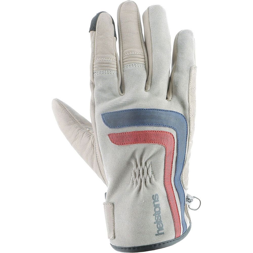 Helstons Jeff 4Ways Summer Leather Gloves Beige / Blue / Red FREE 1 YEAR Returns, FREE UK Delivery | ThrottleChimp