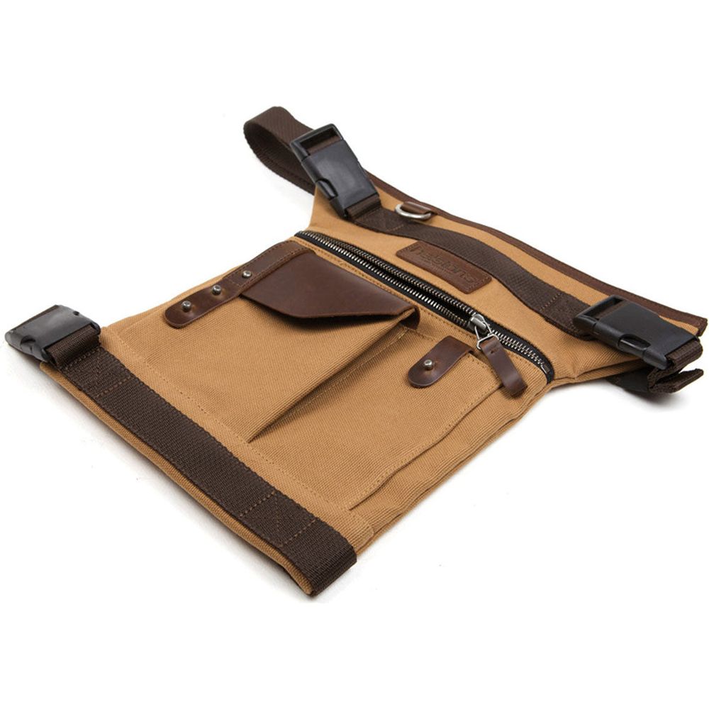 Helstons Canvas Leather Leg Bag Beige / Brown FREE 1 YEAR Returns, FREE UK Delivery | ThrottleChimp