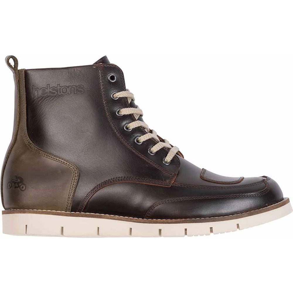 Helstons Liberty Leather Waxed Boots Brown / Khaki FREE 1 YEAR Returns, FREE UK Delivery | ThrottleChimp